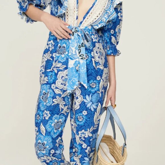 FARM Rio Full of Flowers Linen Blend Jumpsuit - Size XS - Picture 4 of 14